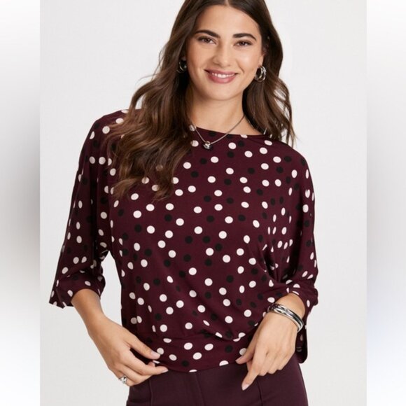 LAURA Polka Dot Elbow Sleeve Top Porto - Picture 1 of 8